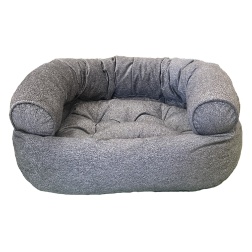 Bowsers Pet MicroVelvet Double Donut Bolstered Nesting Dog Bed — Gravel