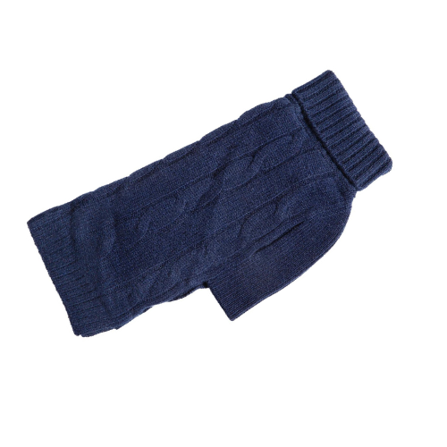 Canine Styles Cashmere Cable Knit Dog Sweater — Navy