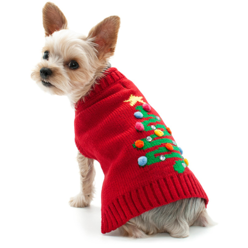 Dogo Pet Fashions Christmas Tree Holiday Sweater on Dog