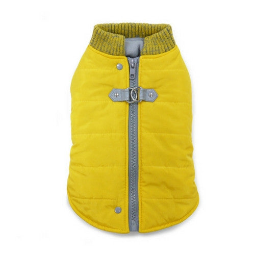 Dogo Pet Fashions Yellow Athletic Runner Winter Dog Coat Back View