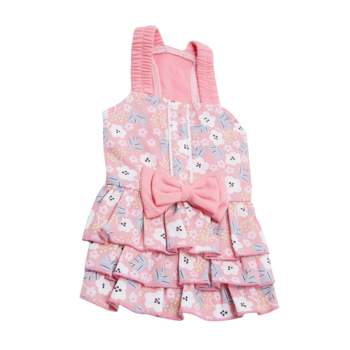 Dogo Pet Fashions Sweet Floral Pink Wild Flower Dog Dress — Back View