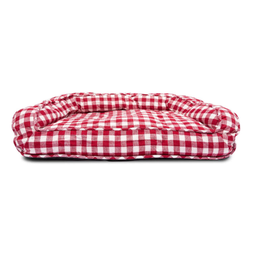 Harry Barker Buffalo Check Ortho Lounger Nesting Dog Bed — Red