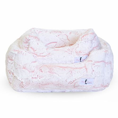 Hello Doggie Whisper Plush Nesting Lounge Bed — Peach Both Sizes Stacked