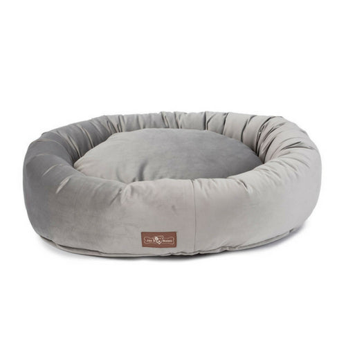 Jax & Bones Plush Velour Donut Nesting Dog Bed — Seal Grey