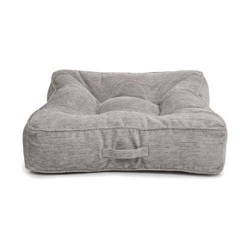 Jax & Bones Tufted Pillow Square Dog Bed — Corduroy Ridges Platinum