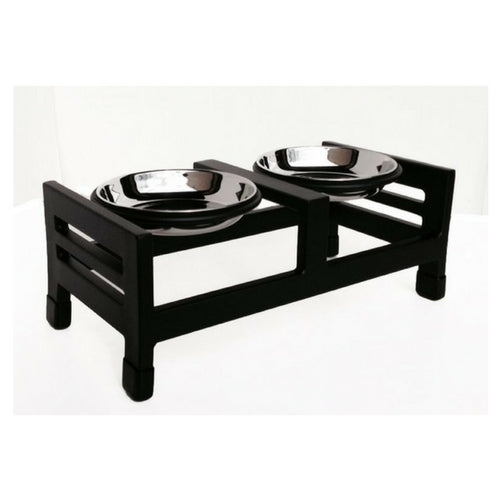 Pets Stop Moretti Double Diner Elevated Dog Feeder Bowl S / Black