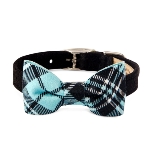 Susan Lanci Designs Scotty Bow Tie Dog Collar — Black + Tiffi Plaid