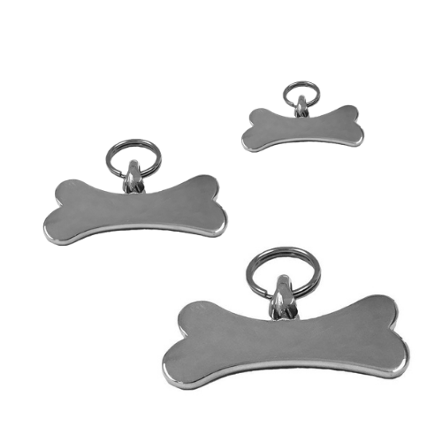 Silver Bones Sterling Silver Hand-Stamped Horizontal Bone Dog ID Tag All Sizes