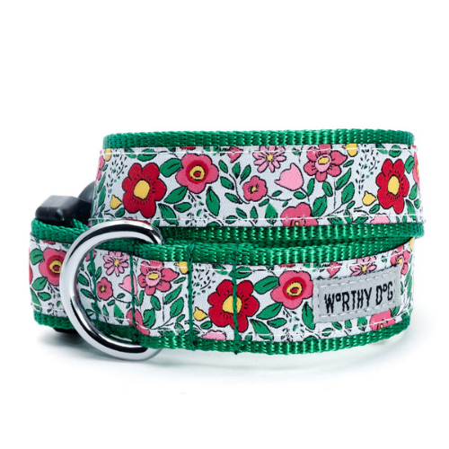 The Worthy Dog Spring Garden Ribbon Nylon Webbing Dog Collar