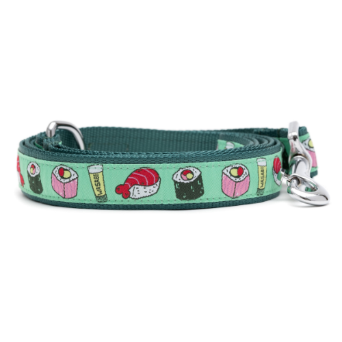 The Worthy Dog Foodie Sushi Ribbon Nylon Webbing Matching Lead — Rolled View