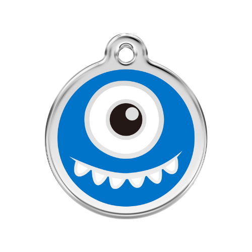 Red Dingo Monster Enamel Stainless Steel Dog ID Tag — Blue Large