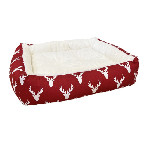 Bowsers Pet Holiday Antlers Alpine Lounger Rectangle Nest Dog Bed