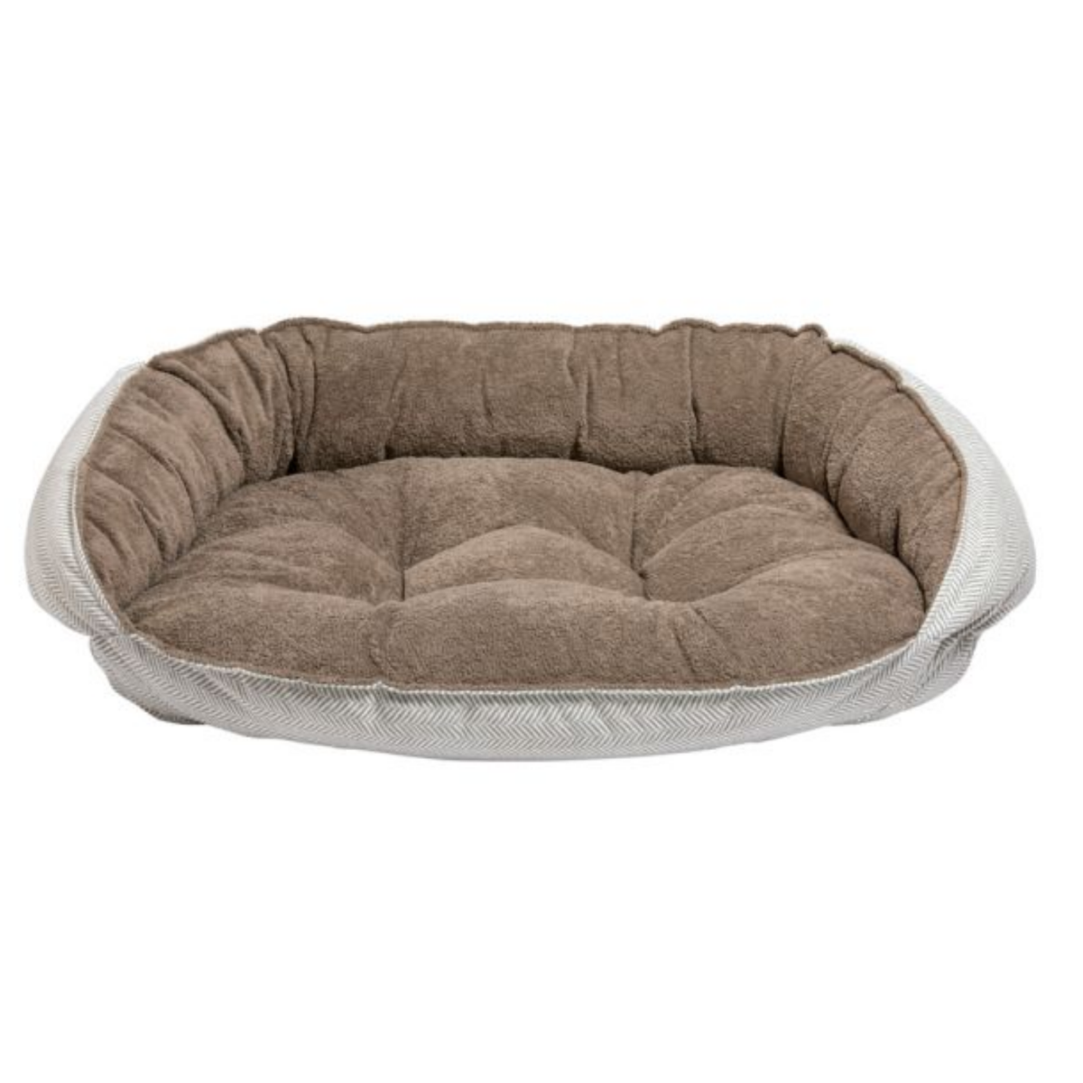 Bowsers Crescent Bed in Taupe Herringbone