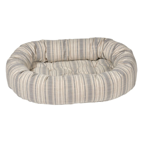 Bowsers Performance Linen Nesting Donut Bolster Dog Bed — Harper Stripe