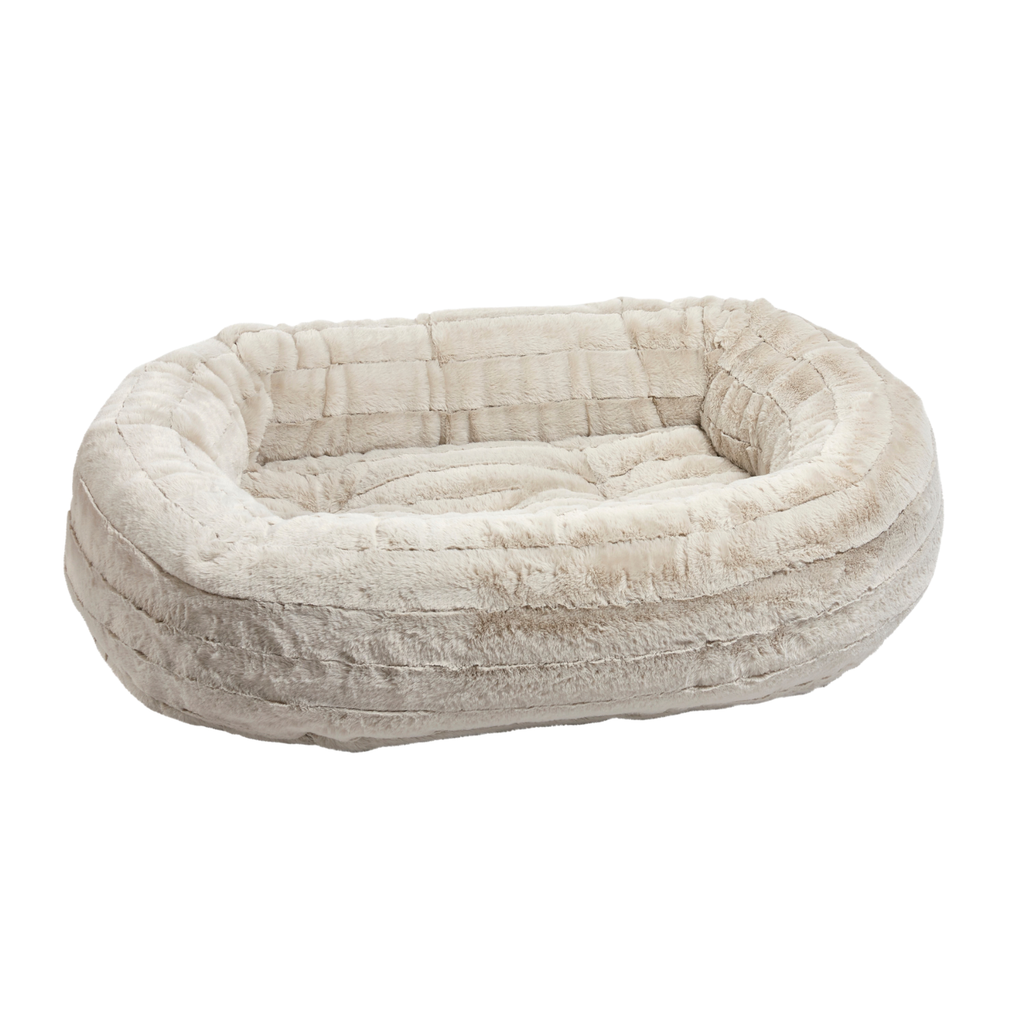 Bowsers Donut Dog Bed in Rain faux fur