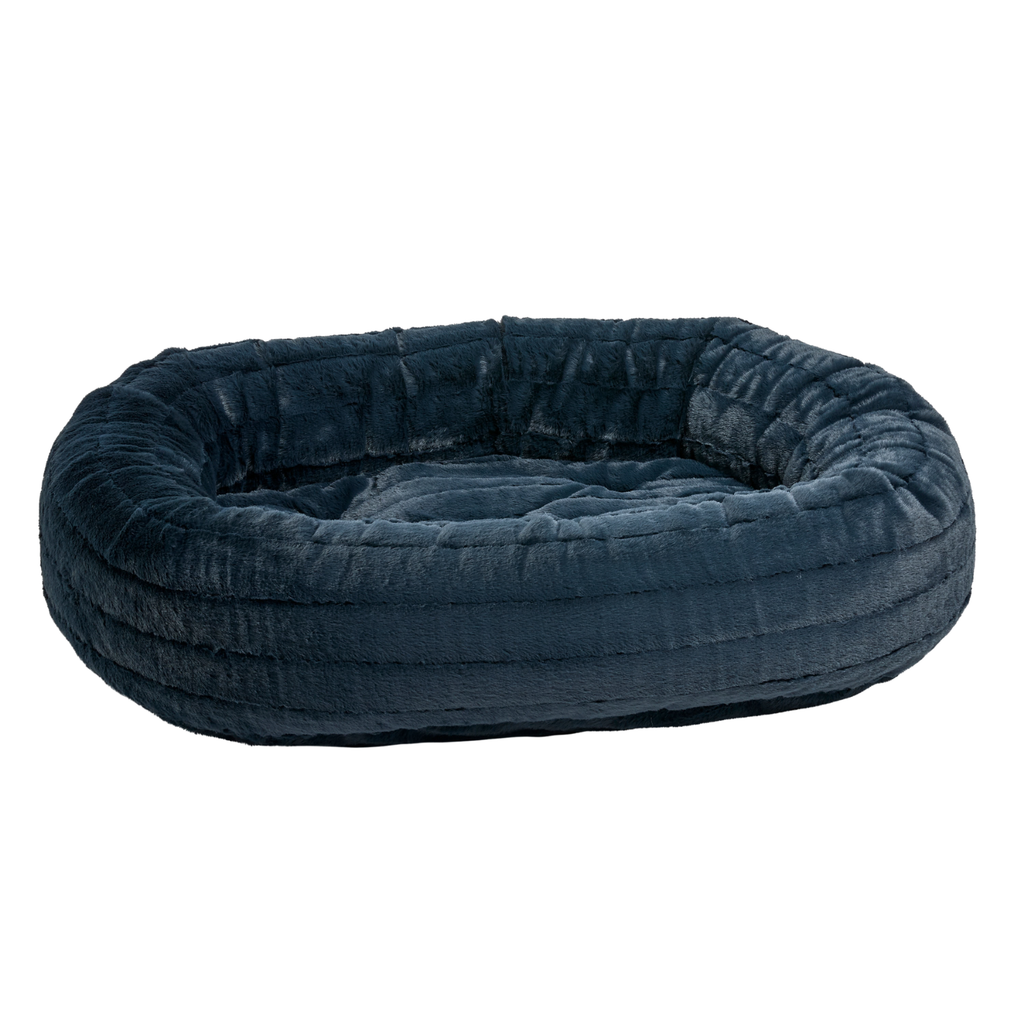 Bowsers Donut Dog Bed in Majestic Blue faux fur