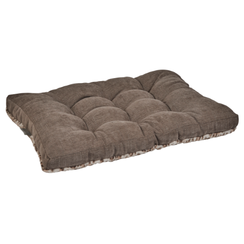 Dream Futon reversible dog bed in Leopatf faux fur and Mousse microvelvet with faux fur side down