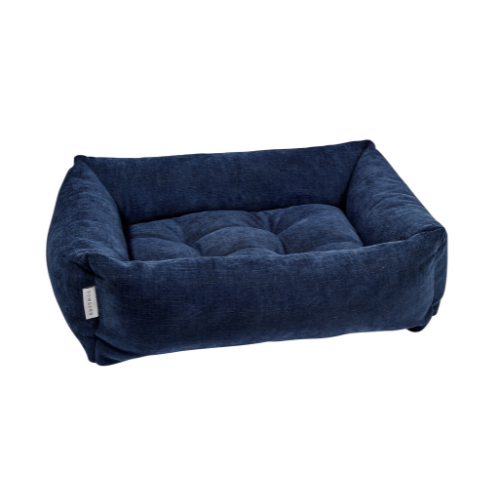 Modern Franklin Lounge Dog Bed by Bowsers in True Navy performance washed cotton