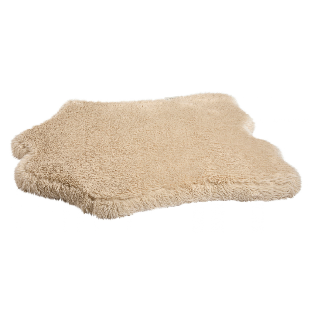 Bowsers Maverick Rugbed orthopedic dog bed in Fluffernutter cream faux fur