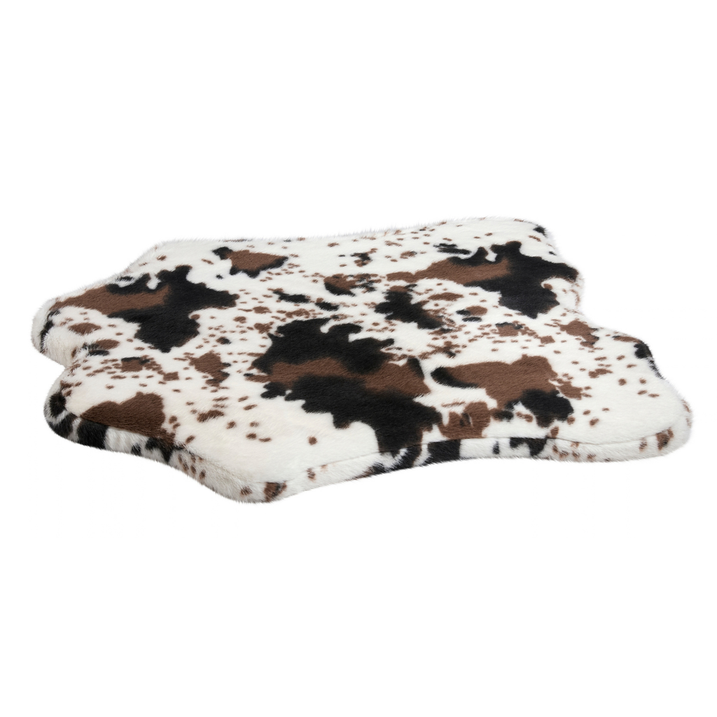 Bowsers Maverick Rugbed orthopedic dog bed in Longhorn cowhide print faux fur