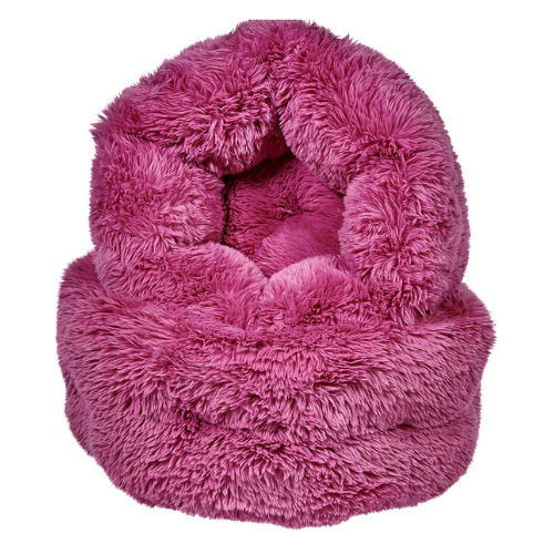 Cherry Blossom  Muffy Fluffy Faux Fur Cozy Nesting Burrow Dog Bed Both Sizes Stacked