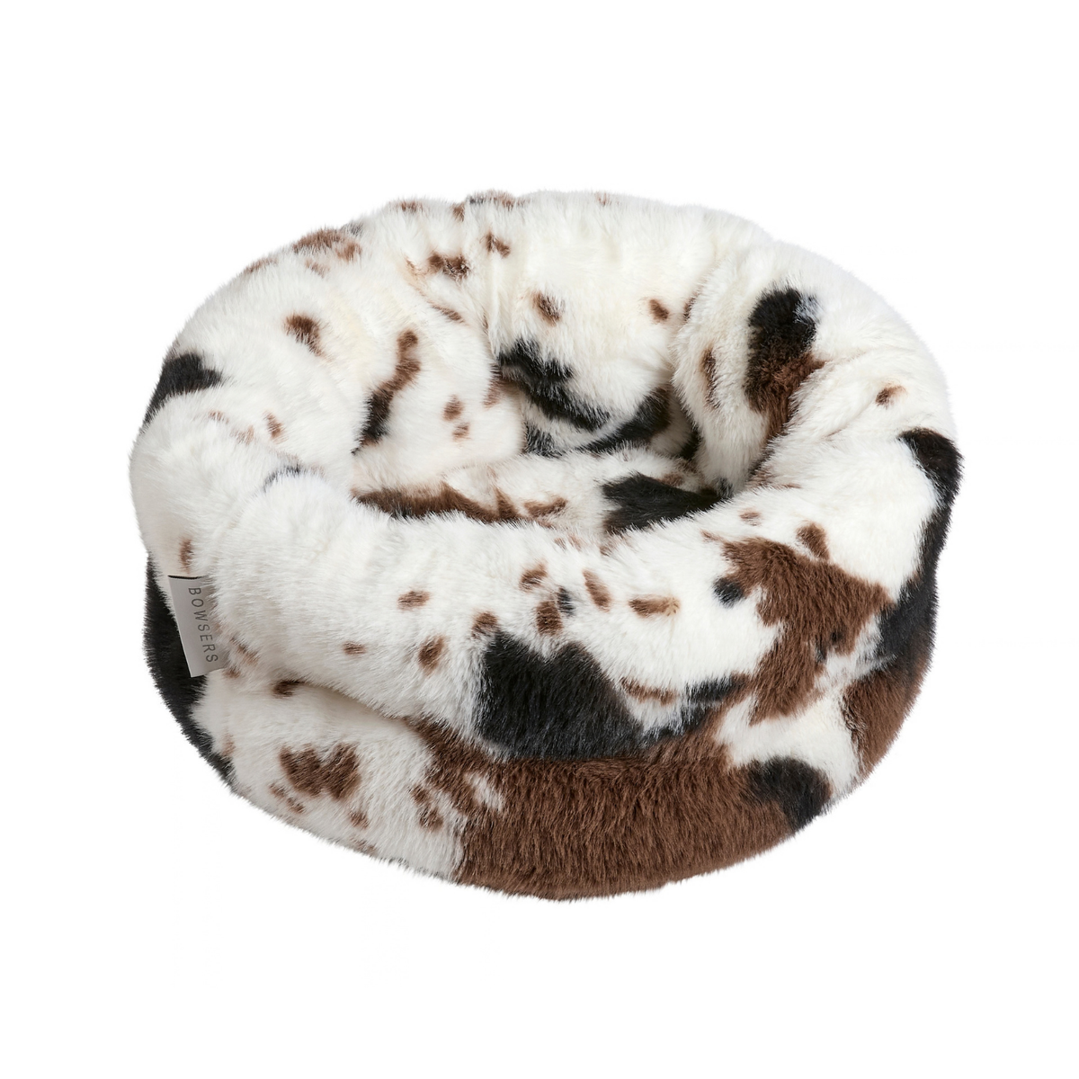 Bowsers Muffy Nesting Dog Bed in Longhorn taupe faux fur