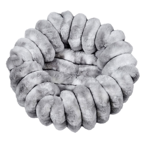 Silver Fox Muffy Fluffy Faux Fur Cozy Nesting Burrow Dog Bed Top View