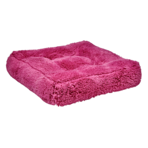 Piazza Bolstered Dog Bed by Bowsers – Modern Square Design in Faux Fur Cherry Blossom Fabric