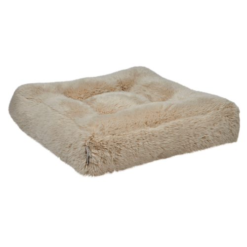 Piazza Bolstered Dog Bed by Bowsers – Modern Square Design in Faux Fur Fluffernutter Fabric