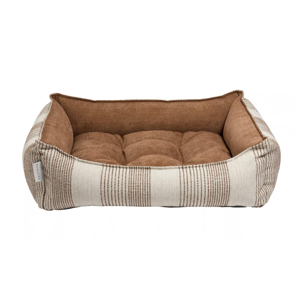 Bowsers Scoop bolstered dog bed in Seashell performance linen