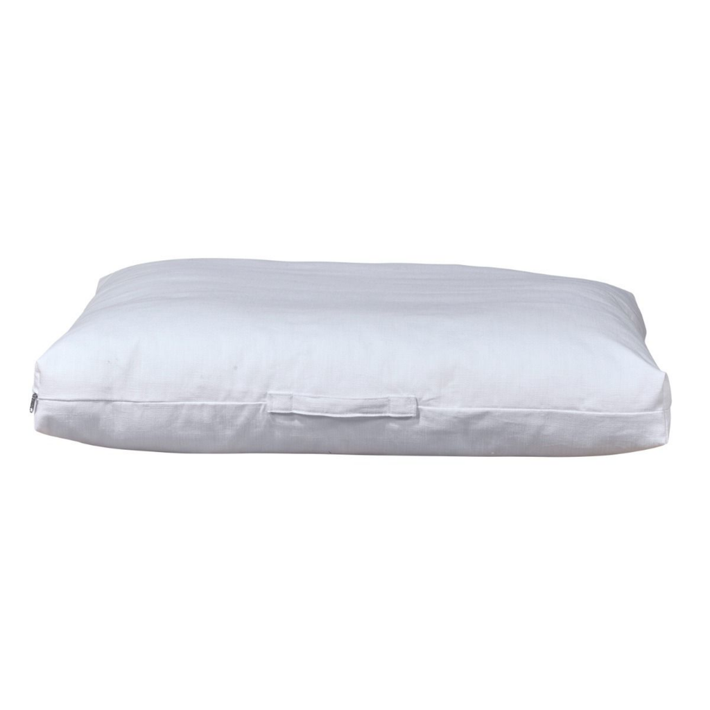 Bowsers The Avenue Dog Bed in Pure White cotton-linen fabric with removable washable cover