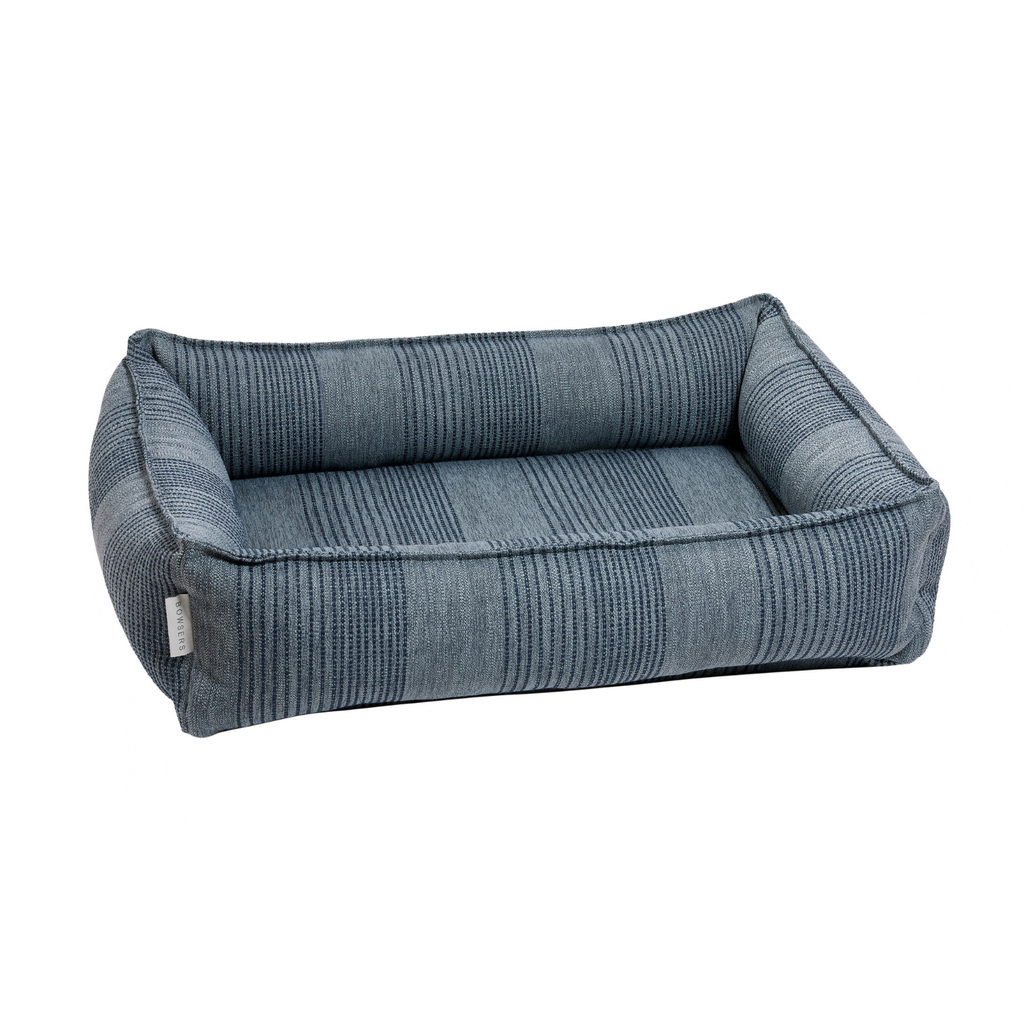Bowsers Urban Lounger dog bed in Coastal Blue fabric