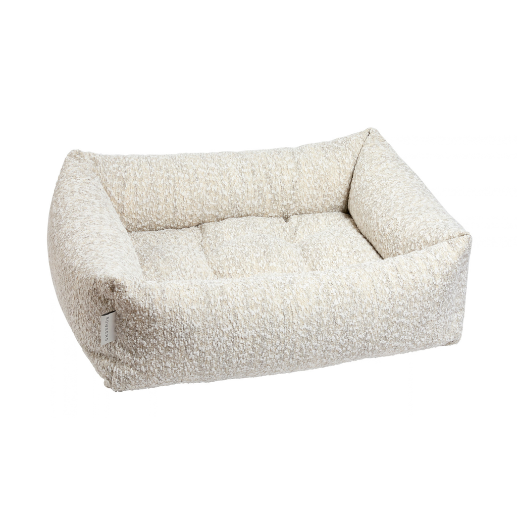 Bowsers Urban Lounger dog bed in White Pearl fabric