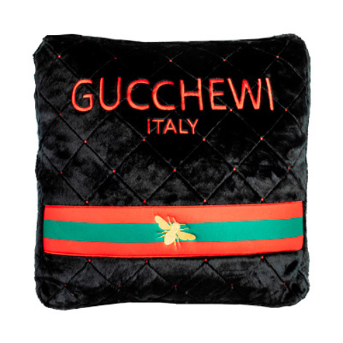 Dog Diggin Designs Gucchewi Plush Pillow Parody Designer Bed