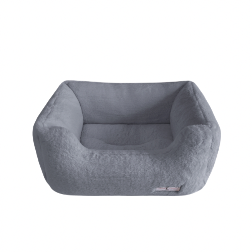 Hello Doggie Baby Rectangle Bolstered Nesting Plush Dog Bed — Alloy