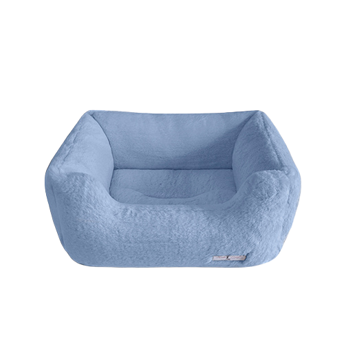Hello Doggie Baby Rectangle Bolstered Nesting Plush Dog Bed — Baby Blue