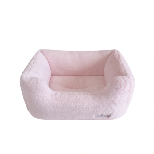 Hello Doggie Baby Rectangular Bolstered Nesting Plush Dog Bed — Ice Pink