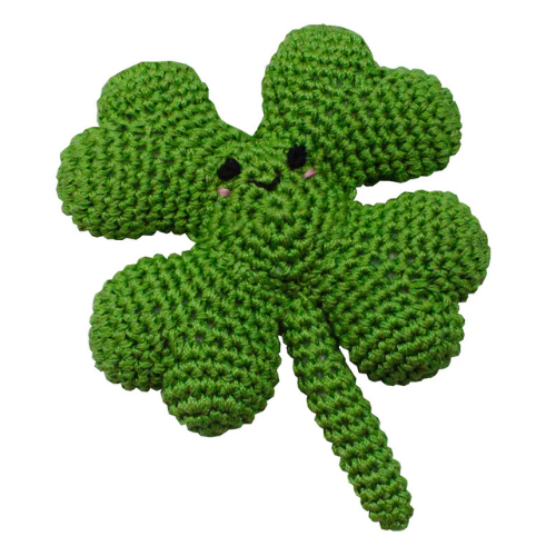 Lucky Four Leaf Cover Pet Flys Knit Knacks Organic Cotton Crocheted Dog Toy