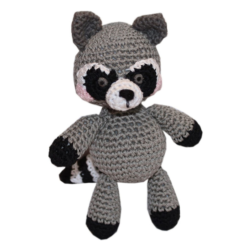 Rowdy The Trash Panda Raccoon Pet Flys Knit Knacks Organic Cotton Dog Squeaky Toy