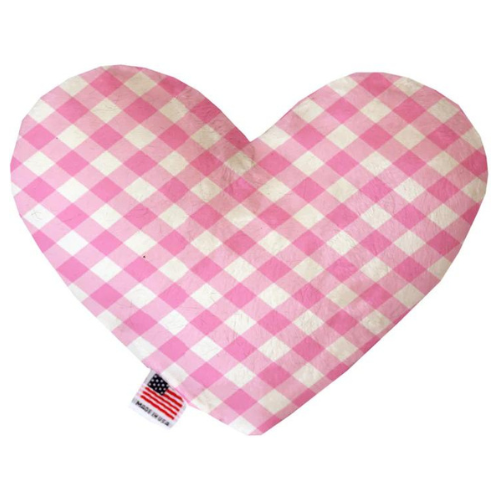 Mirage Pet Products Pink Gingham Heart Plush Dog Toy