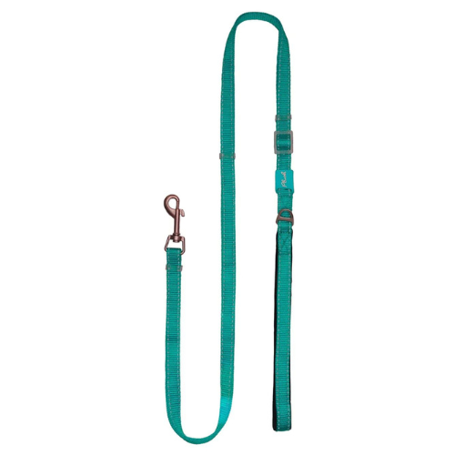 Plush USA Adjustable Reflective Nylon Neoprene Dog Lead — Turquoise