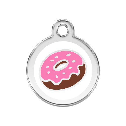 Red Dingo Donut Enamel Stainless Steel Dog ID Tag SMALL