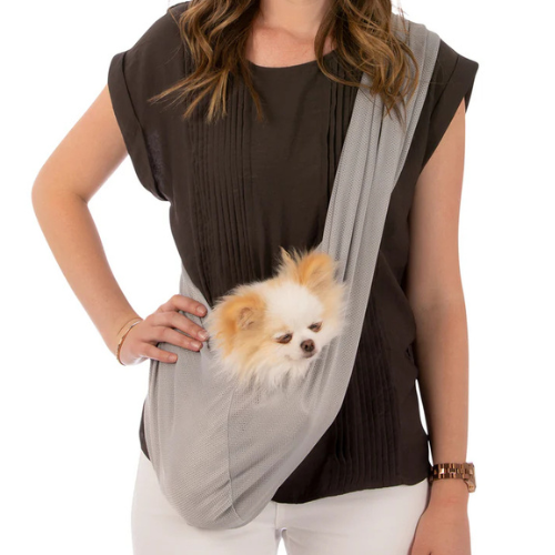 Susan Lanci Designs Mesh Small Dog Sling Travel Carrier Platinum