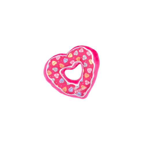 The Worthy Dog Puppy Love Heart Donut Plush Dog Toy — Small