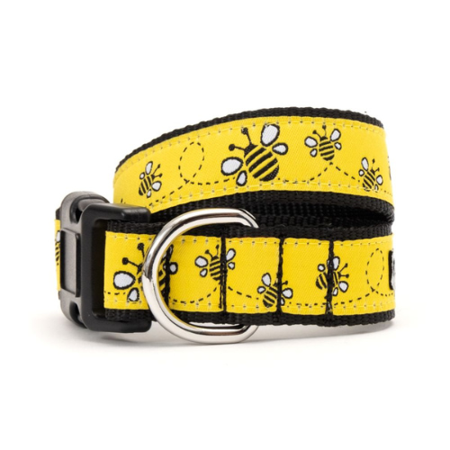 The Worthy Dog Bumble Bee Yellow Bzzz! Ribbon Nylon Dog Collar