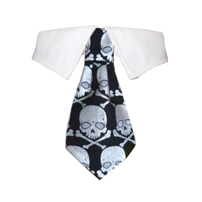 Pooch Outfitters Crossbones Shirt Collar with Halloween Dog Tie