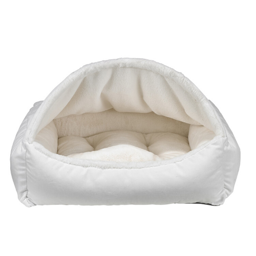 Bowsers Pet Canopy Dog Bed — Winter Dream Fur + MicroVelvet Snowflake
