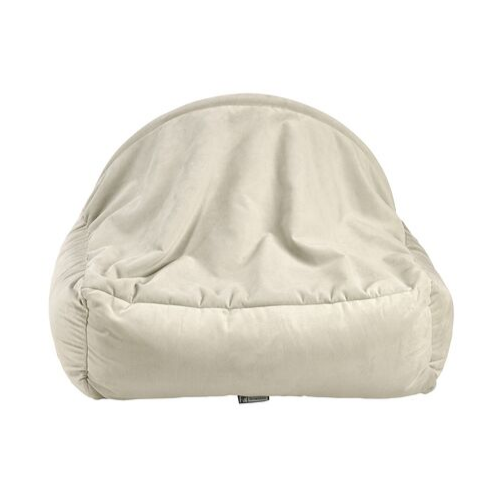 Bowsers Pet Canopy Dog Bed — Cloud Dream Fur + MicroVelvet Granite Back View