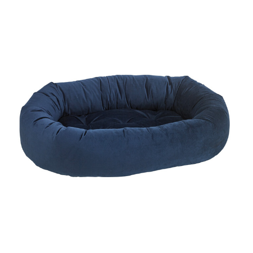 Bowsers Pet EuroVelvet Donut Bolstered Nesting Dog Bed — Navy Blue