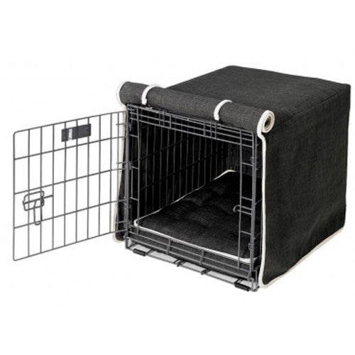 Bowsers MicroLinen Luxury Dog Crate Cover — Storm Dark Grey